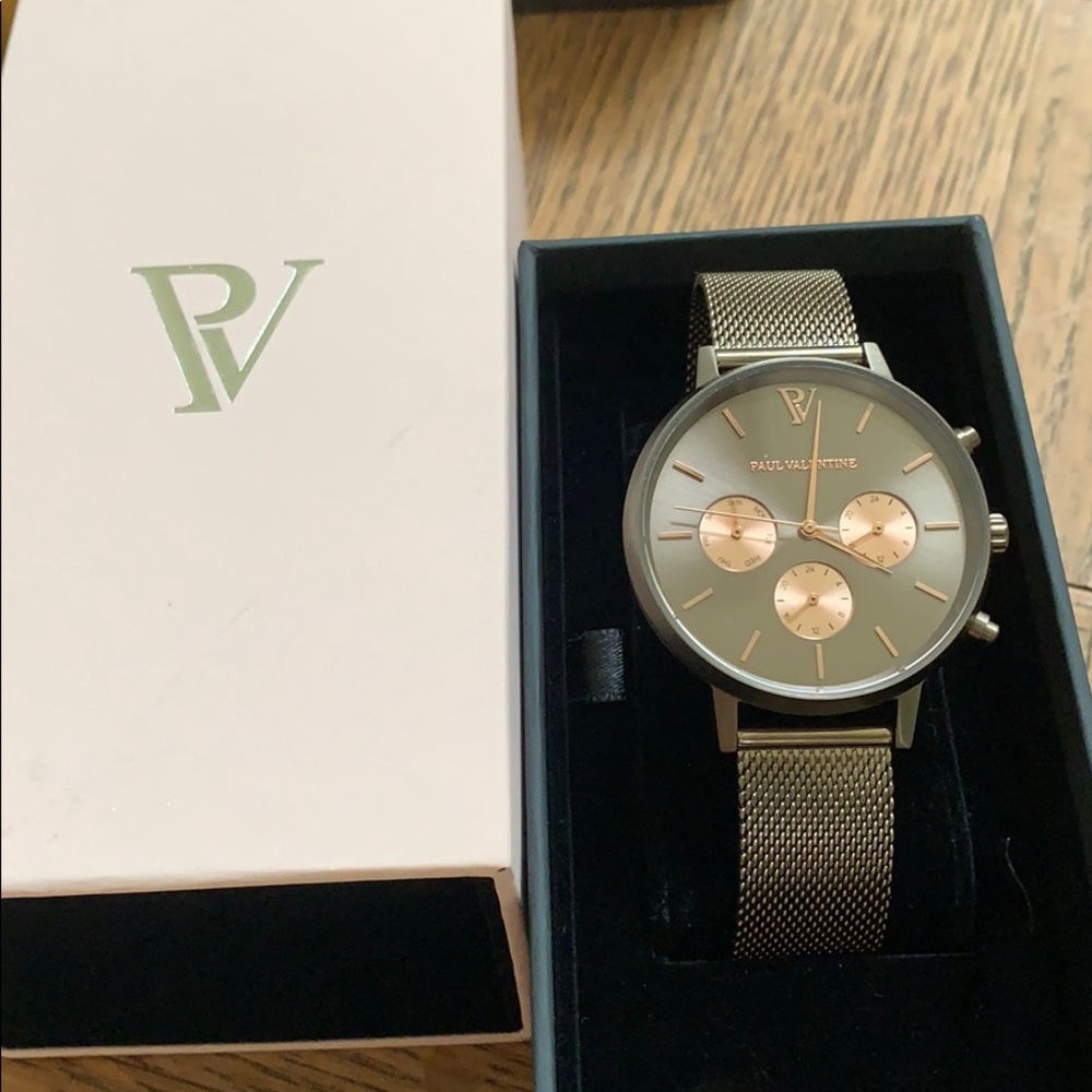Paul Valentine khaki mesh multifunctional watch